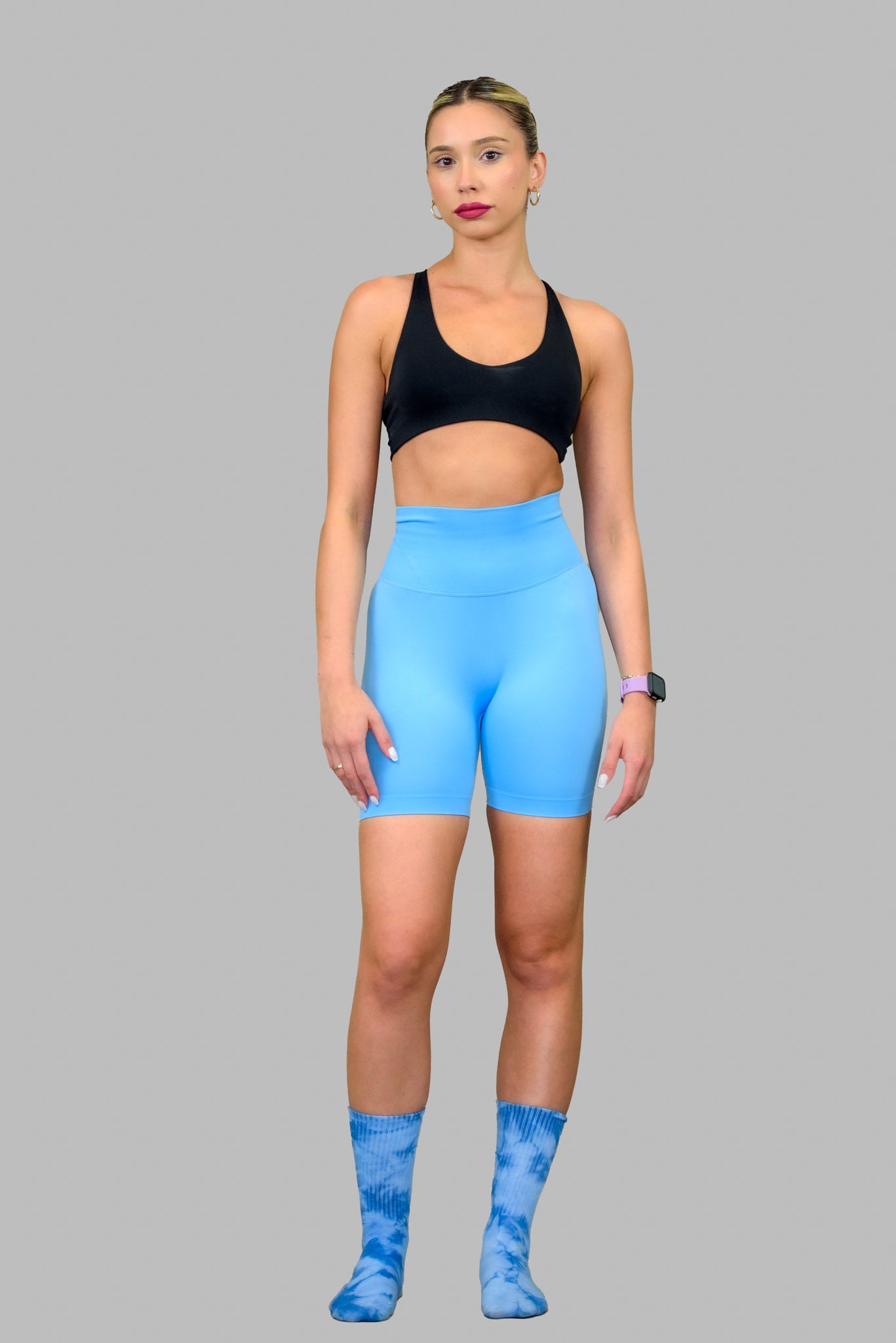 High-Waist Sculpt Shorts – Ocean Blue